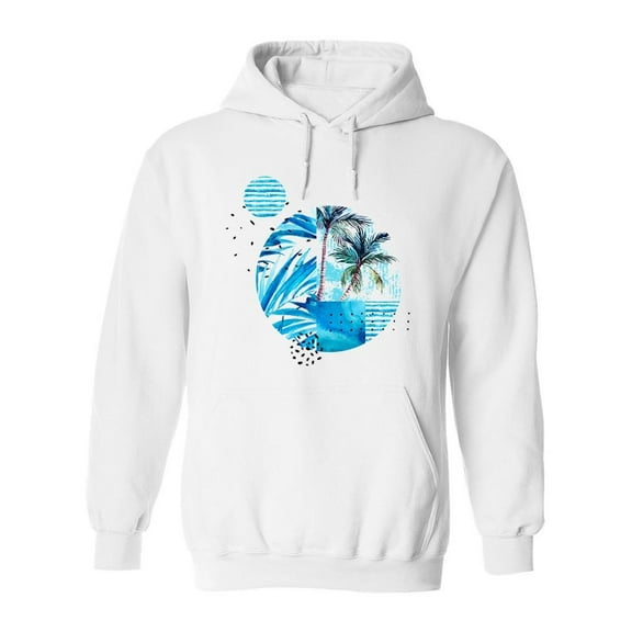Abstract Blue Palm Tree Hoodie Men -Image by Shutterstock, Male Medium