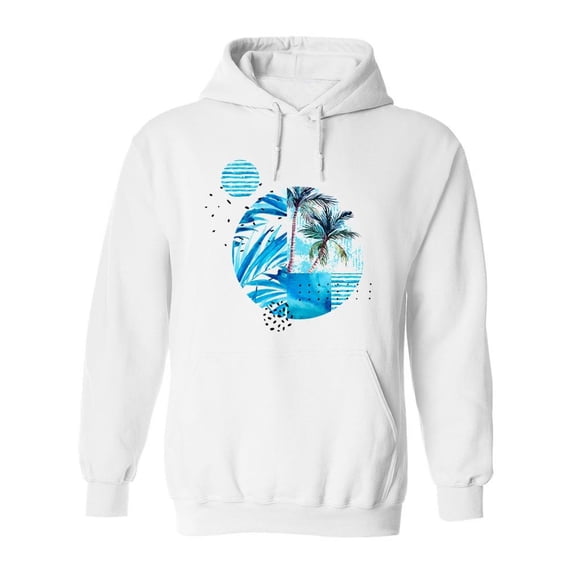 Abstract Blue Palm Tree Hoodie Men -Image by Shutterstock, Male x-Large