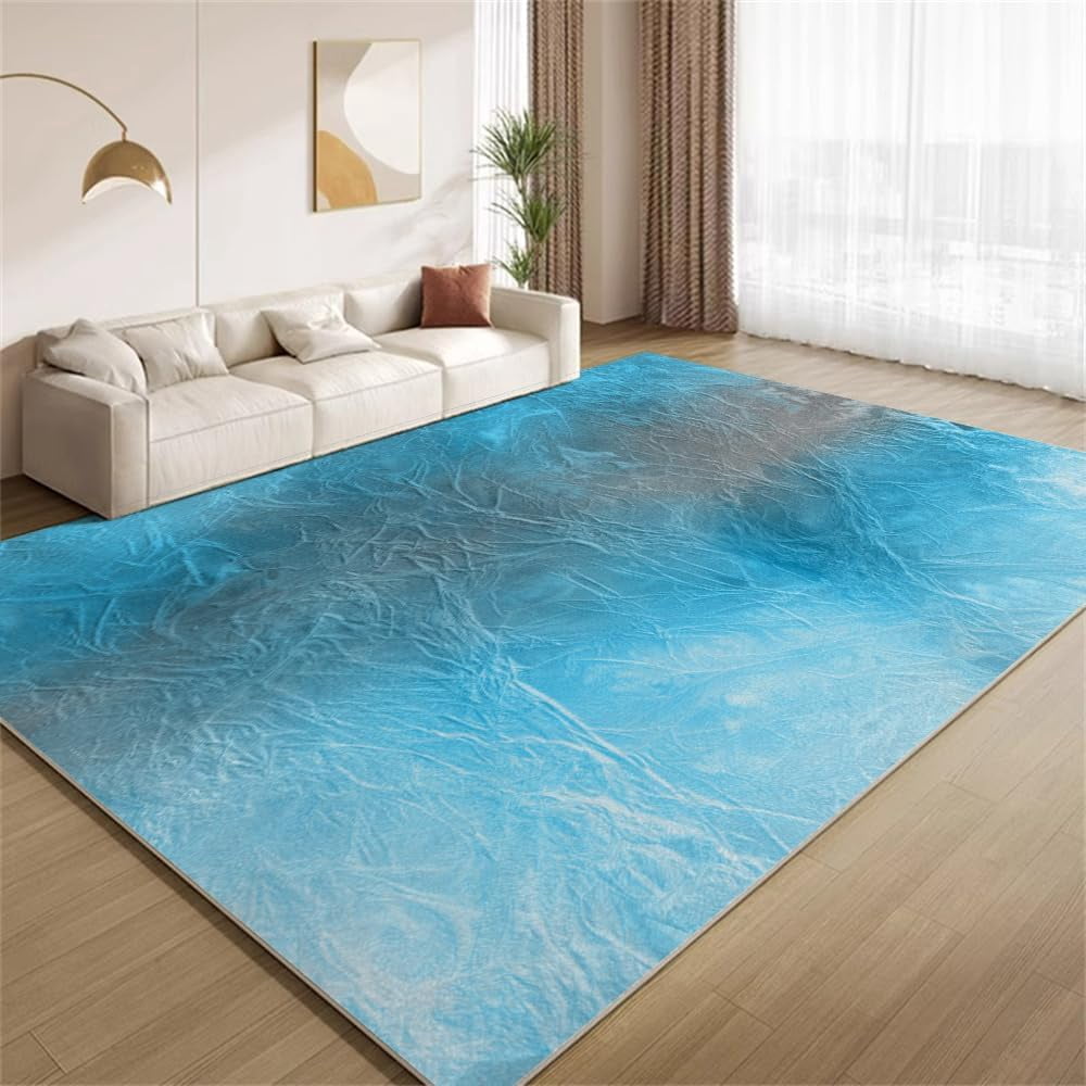 Abstract Blue Pattern Area Rug Simple Stylish Non Slip Modern Carpet ...