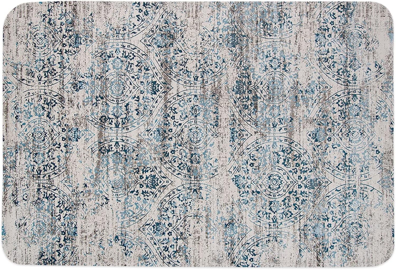 Abstract Blue Pattern Memory Foam Doormat, AntiSkid Absorbent Indoor