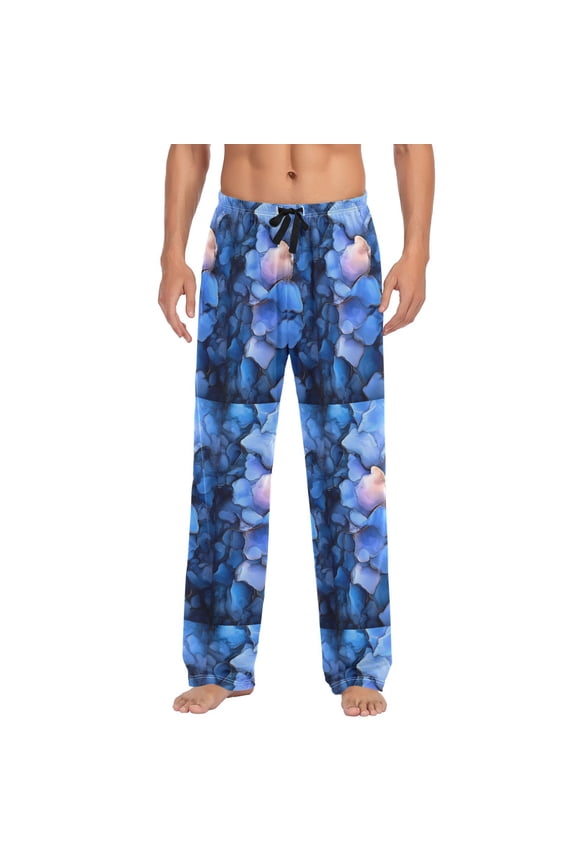 Abstract Blue Rock Art Mens Pajama Pant Sleep and Lounge Bottons with Pockets