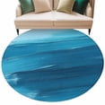 thumbnail image 1 of Abstract Blue Round Area&nbsp;Rug 8ft Sea Ripples Ombre Oil Painting Style Modern Non-Slip&nbsp;Washable Circle Rugs Soft Felt Indoor Floor Mat for Bedroom Kitchen Living Room Bathroom, 1 of 9