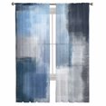thumbnail image 1 of Abstract Blue Semi Sheer Curtains 108 Inch Length 2 Panels Set, Gradient Neutral Brush Strokes Artwork Sheer Kitchen Curtain Privacy Voile Window Curtain for Living Room Bedroom Rod Pocket Drapes, 1 of 7