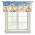 Abstract Blue Sheer Valances for Windows Beach Starfish Seashell Sand ...