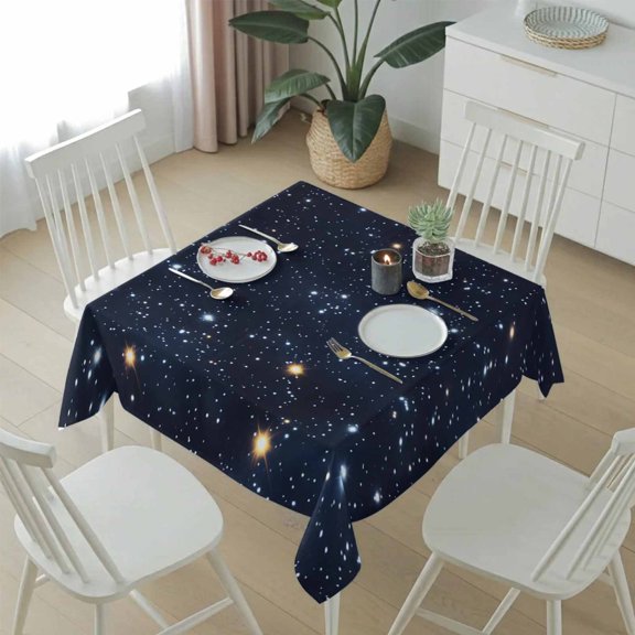 Abstract Blue Sky Table Cloth 54x54in, Waterproof Square Tablecloth Wipeable Tablecloths Shining Stars on Scenery Background Table Covers for Dining Tables Party Indoor Outdoor