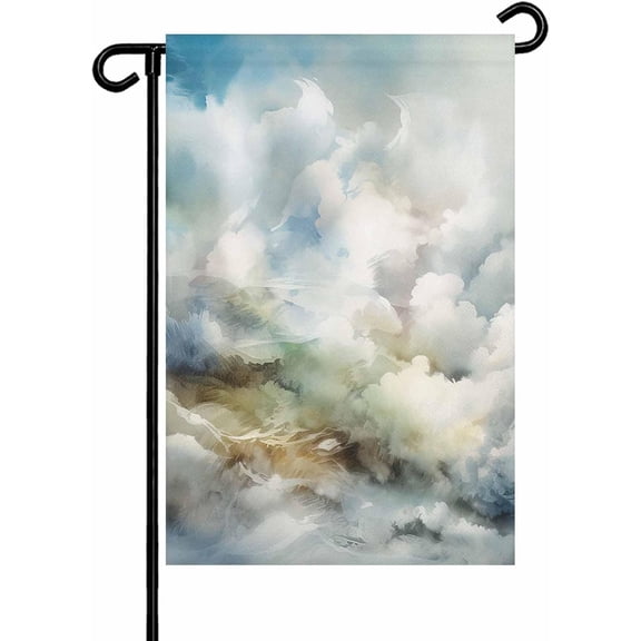 Abstract Blue Sky White Cloud Garden Flags 12x18 Inch Double Sided Welcome Yard Flags for Outdoor Decor Mountain Nubilous Landscape Yard Outside Seasonal Decoration