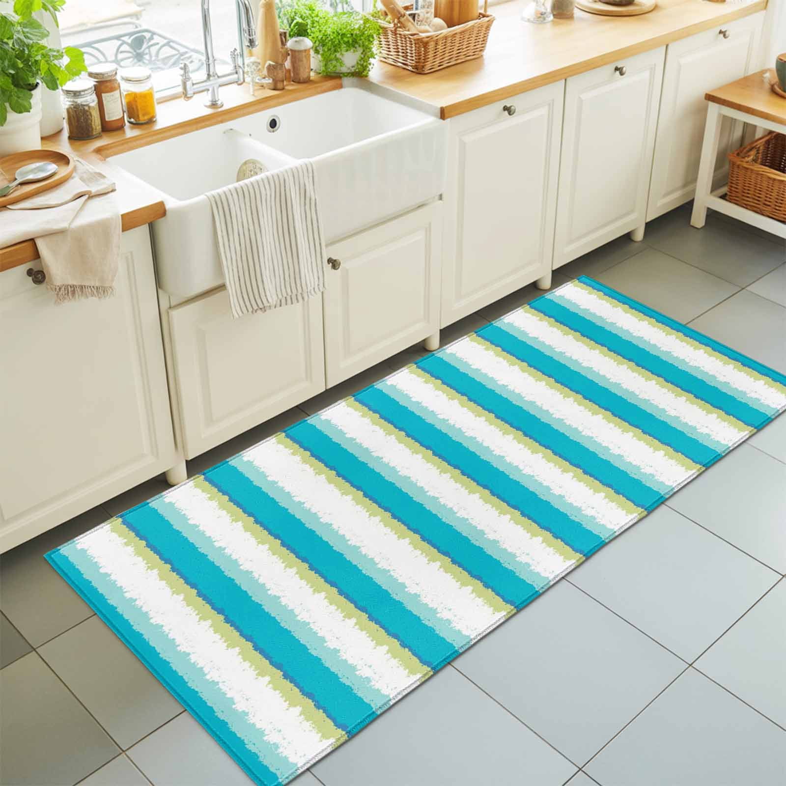 Abstract Blue Stripe Gradient Rectangle Area Rug 2x6ft,Living Room Rug ...