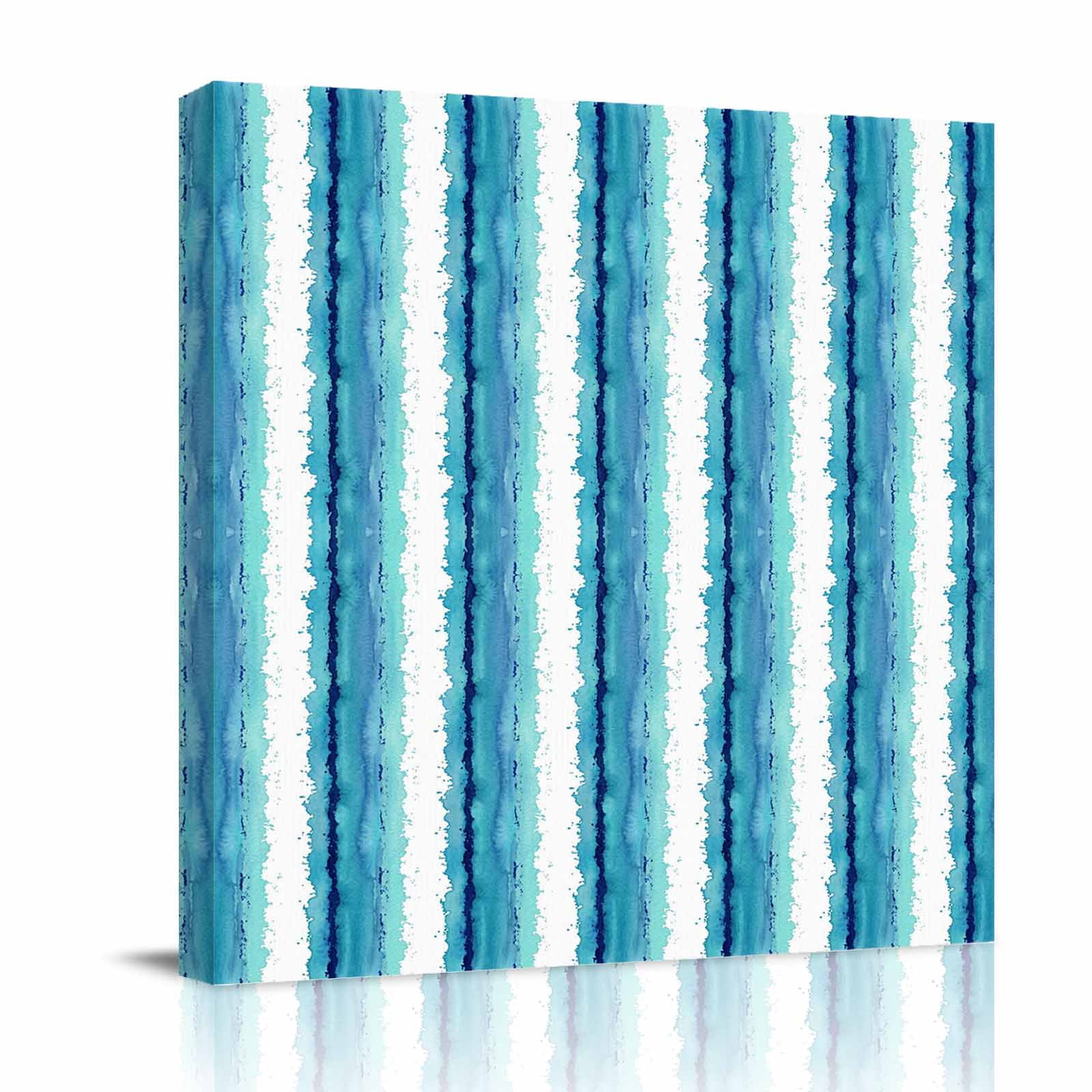 Abstract Blue Stripes Canvas Wall Art for Living Room, Minimalist Blue ...