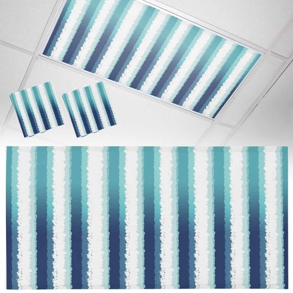Abstract Blue Stripes Fluorescent Light Covers Minimalist Navy Blue Striped Country Magnetic Light Filters Ceiling Lighting Panel Shade for Classroom Office Home 2 x 4 ft, 2 Pack