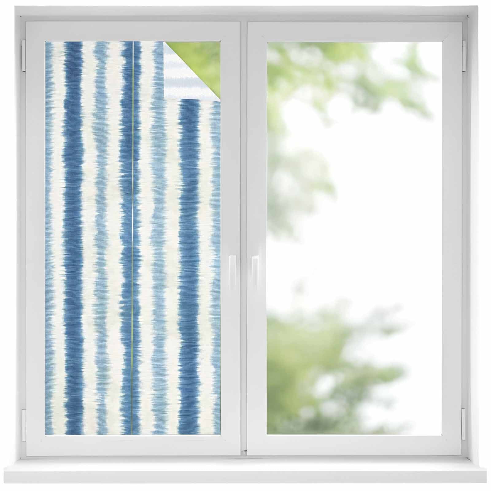 Abstract Blue Stripes Window Privacy Film Rustic Navy Denim Striped ...