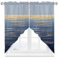 thumbnail image 1 of Abstract Blue Swag Curtain Valance for Windows, Ocean Golden Water Ripple Sunrise Horizon Window Treatments Short Swag Topper for Kitchen Windows Bathroom Bedroom, 28"x36", 1 of 8