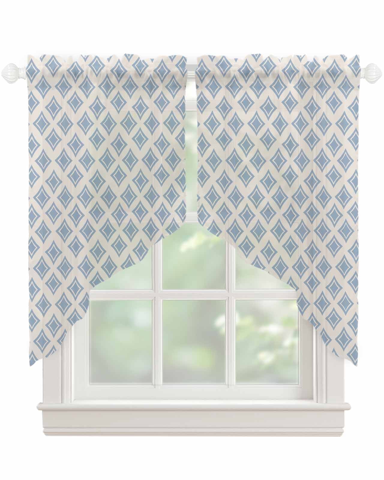 Abstract Blue Swag Valances for Windows, Modern Contemporary Art ...