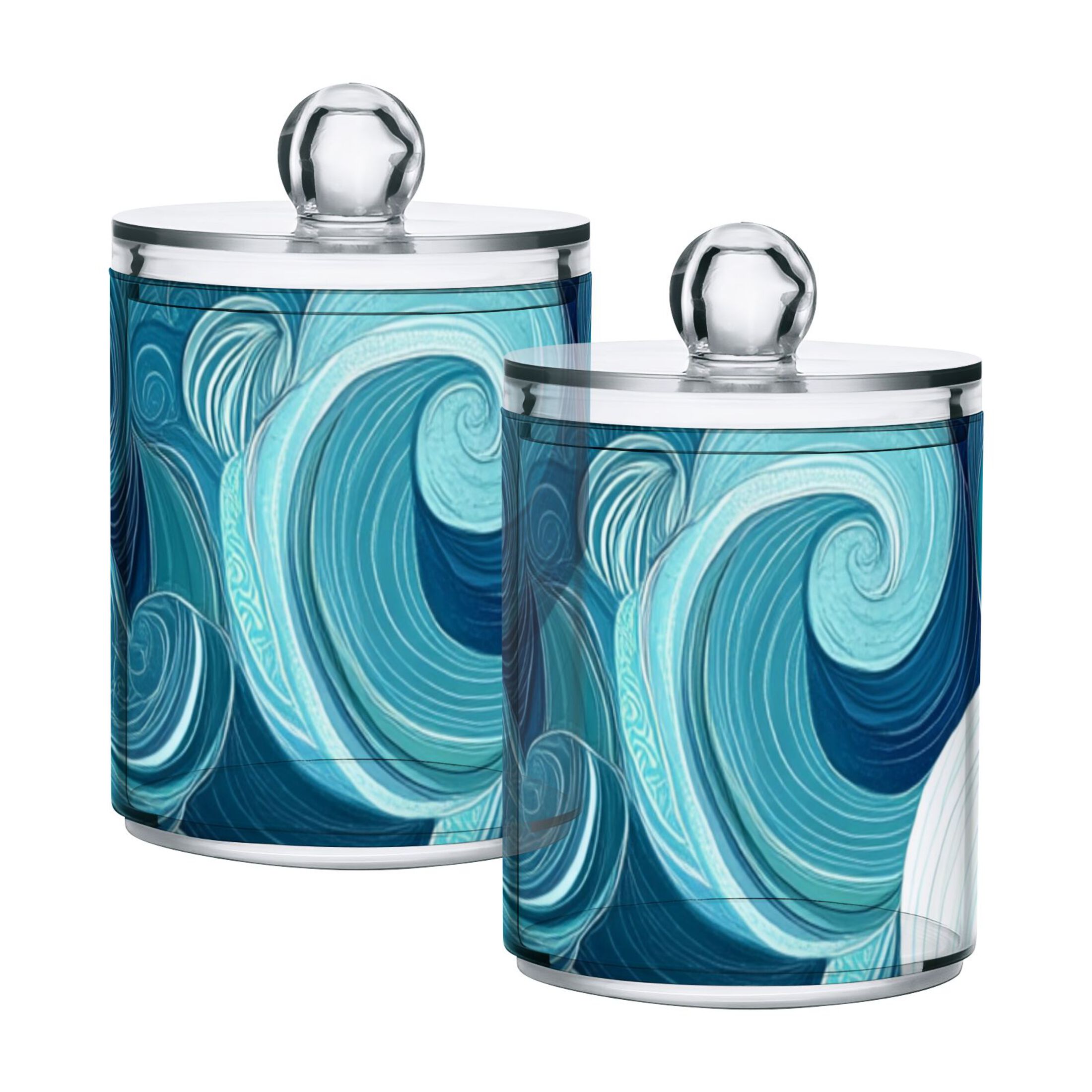 Abstract Blue Swirls Translucent Plastic Cans Storage Canisters with ...