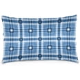 thumbnail image 1 of Abstract Blue Tartan Velvet Oblong Lumbar Plush Throw Pillow Cover/Shams Cushion Case - 16x24in - Decorative Invisible Zipper Design for Couch Sofa Pillowcase Only, 1 of 5