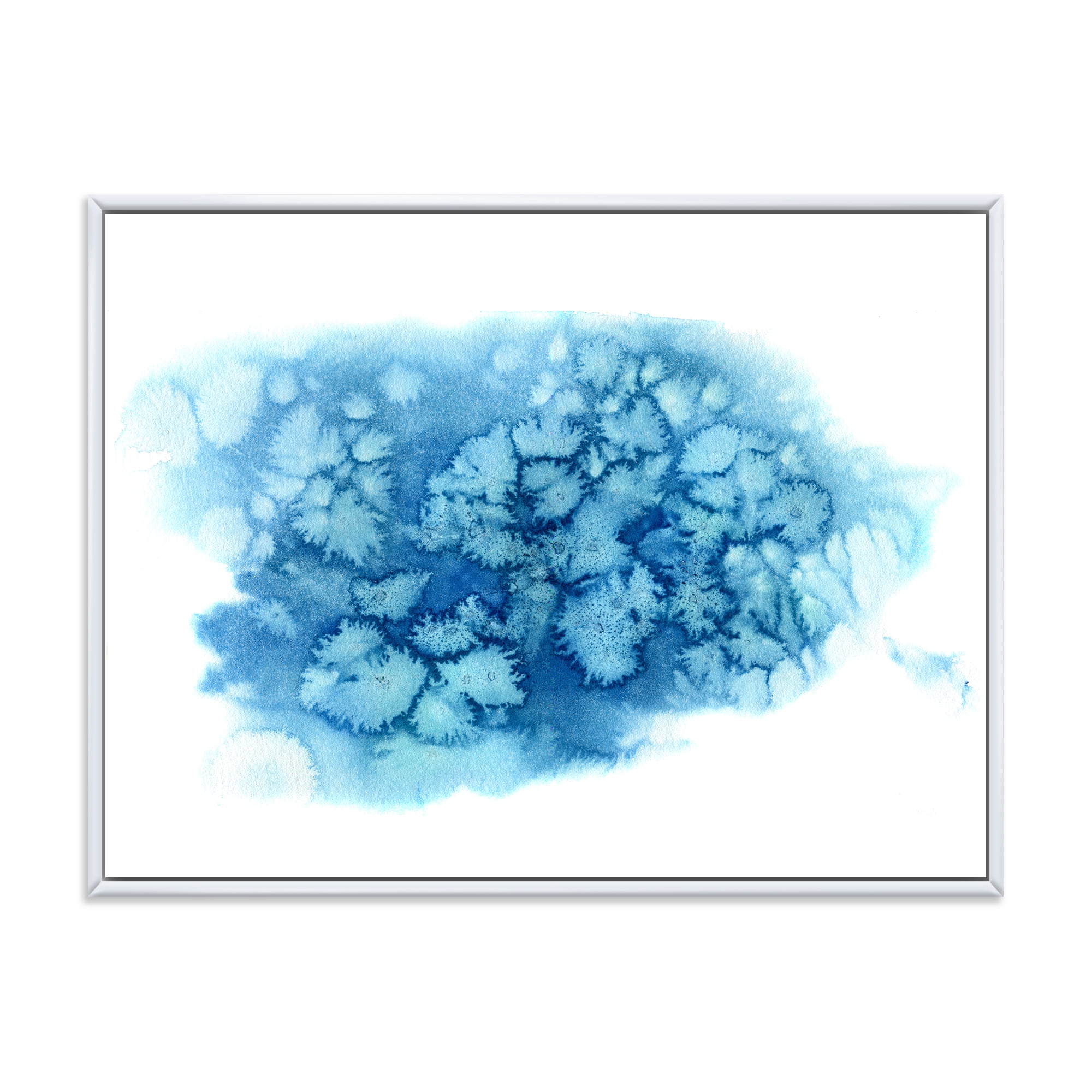 Abstract Blue Turquoise Cloud 32 in x 24 in Framed Painting Canvas Art Print, by Designart