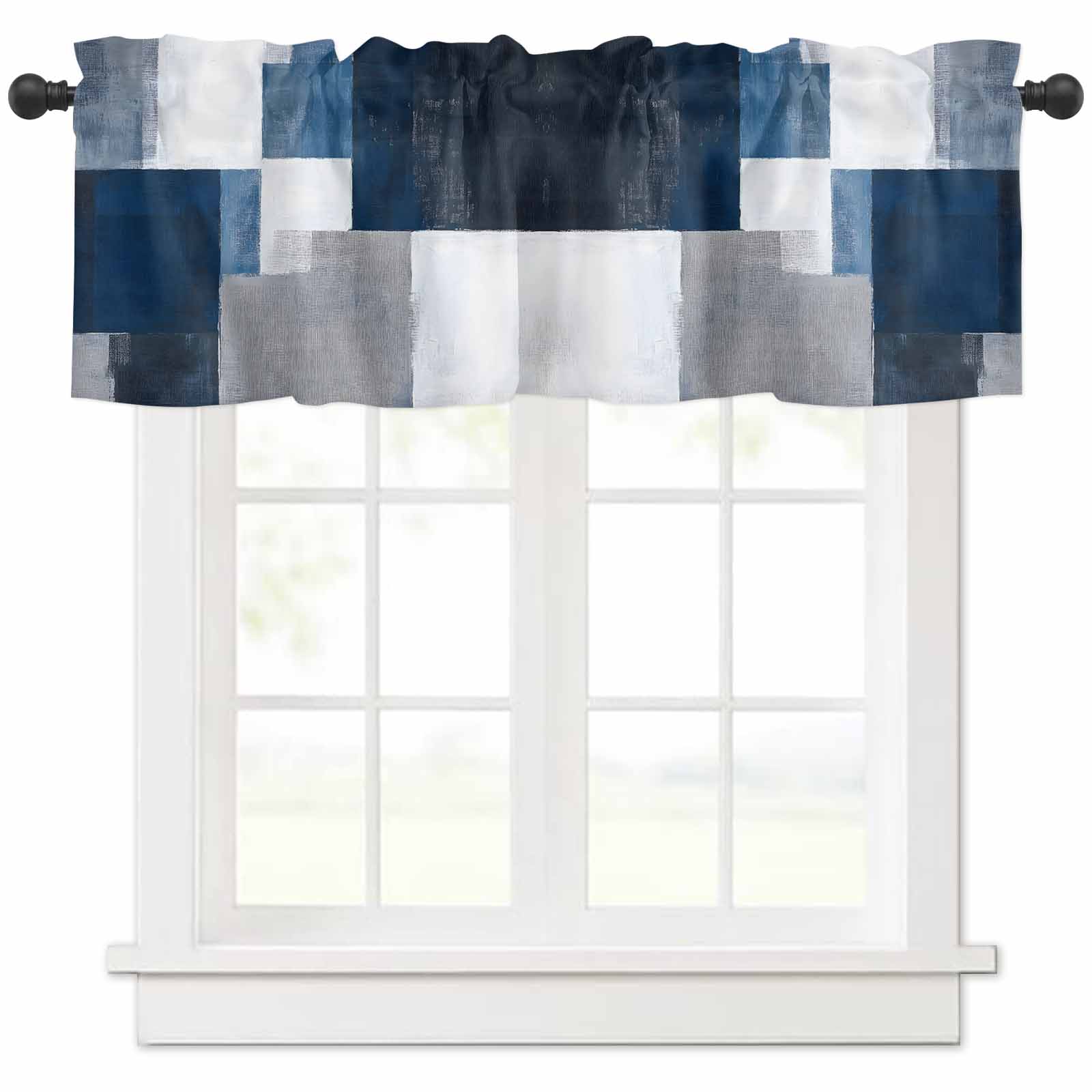 Abstract Blue Valances for Windows Farmhouse Kitchen Curtains Valances ...