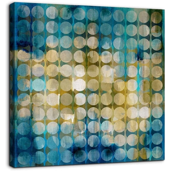Abstract Blue Wall Art Decoration Dense Circle Picture Modern Canvas Prints Artwork for Bathroom Bedroom Living Room Home Office Decor size 14x14