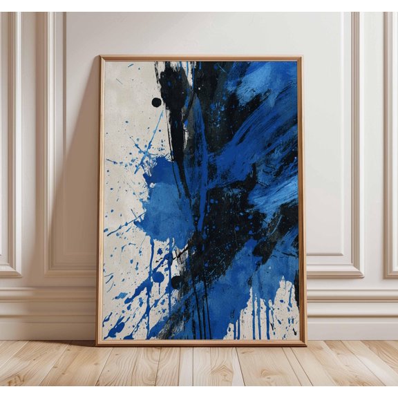 Abstract Blue Wall Art Print, Modern Expressionist Poster, Bold Contemporary Painting, Textured Minimalist Decor, Poster Only