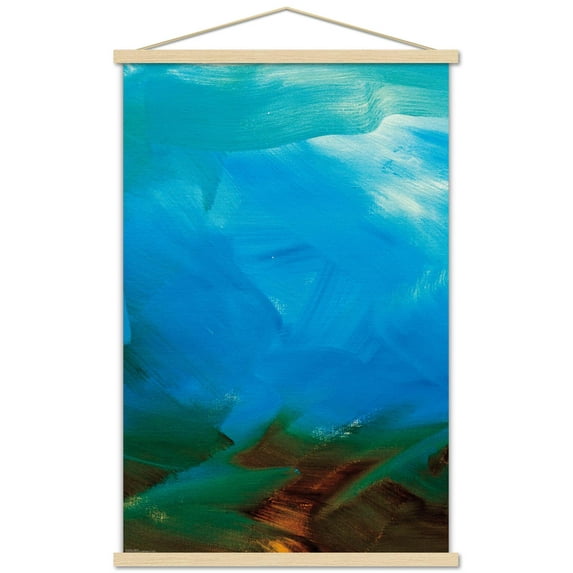 Abstract Blue Wall Poster with Wooden Magnetic Frame, 22.375" x 34"