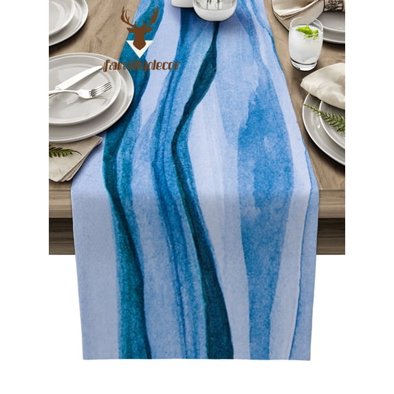 Abstract Blue Watercolor Paint Table Runner Wedding Table Decoration Kitchen Tablecloth Coasters Table Mat Table Runners