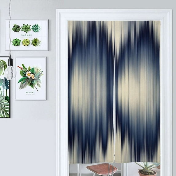 Abstract Blue Wave Pattern Door Curtain Nordic Living Room DoorCurtain Porch Partition Curtain Kitchen Rative Half Curtain
