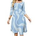 thumbnail image 1 of Abstract Blue Wavy Pattern Design Womens Summer Dress Tie Back A Line Flare Dress, 1 of 9