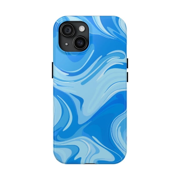 Abstract Blue Wavy Swirly Case for iPhone 11 12 13 14 15 16 17 Pro Max Plus
