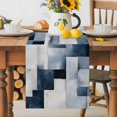 Abstract Blue White Color Block Table Runner 36 Inches Long, Graffiti ...