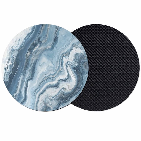 Abstract Blue White Ocean Waves Coasters for Drinks,Absorbent Non Slip Rubber Drink Coasters Set of 2 for Cup,Table,Bar,Home Decor, Marble Textured Modern Art