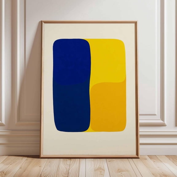 Abstract Blue Yellow Art Print Modern Wall Decor Minimalist Contemporary Poster Geometric Shapes