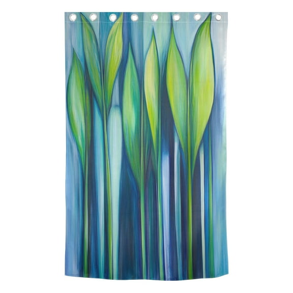 Abstract Blue and Green Leaves Thermal Insulated Blackout Curtain 84x42in Sun Blocking for Bathroom, Bedroom, Living Room