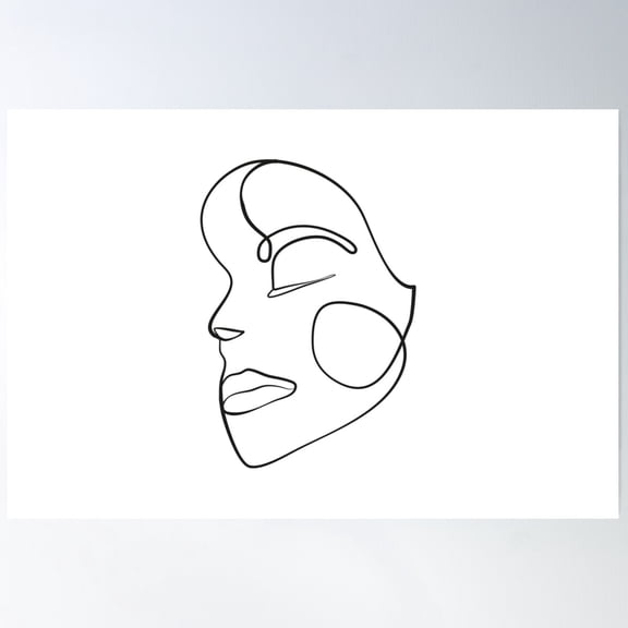 Abstract Blushing Face - Charcoal Poster Wall Art, Modern Wall Decor For Living Room Bedroom, 12x18 UNFRAMED