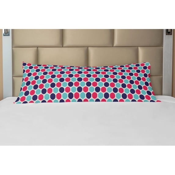 Abstract Body Pillow Case Cover with Zipper, Simplistic Floral Contemporary Style Mosaic Effects Kids Spring Season Pattern, Decorative Accent Long Pillowcase, Multicolor, by Ambesonne