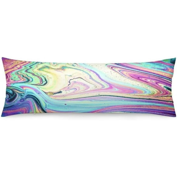 Abstract Body Pillow Cover,Marble Art Fantastic Iridescent Colors, Long Pillow Case Protector with Zipper Decorative Pillowcase Soft Large Pillow Cases Covers for Bed,Couch 20"x54" Pink Purple Yellow