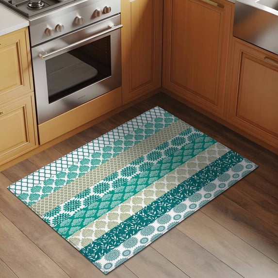 Front View Boho Rug Abstract Bohemian 2x3 Rug for Entryway Front Door Kitchen Sink Area ...