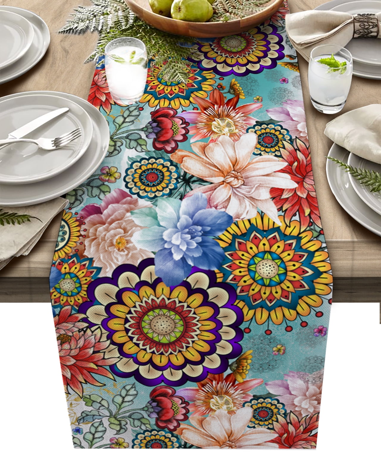 Abstract Bohemian Medieval Geometric Table Runner Home Wedding Table