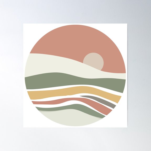 Abstract Bohemian Mountain Design 3 Poster Wall Art, Modern Wall Decor For Living Room Bedroom, 30x30 UNFRAMED