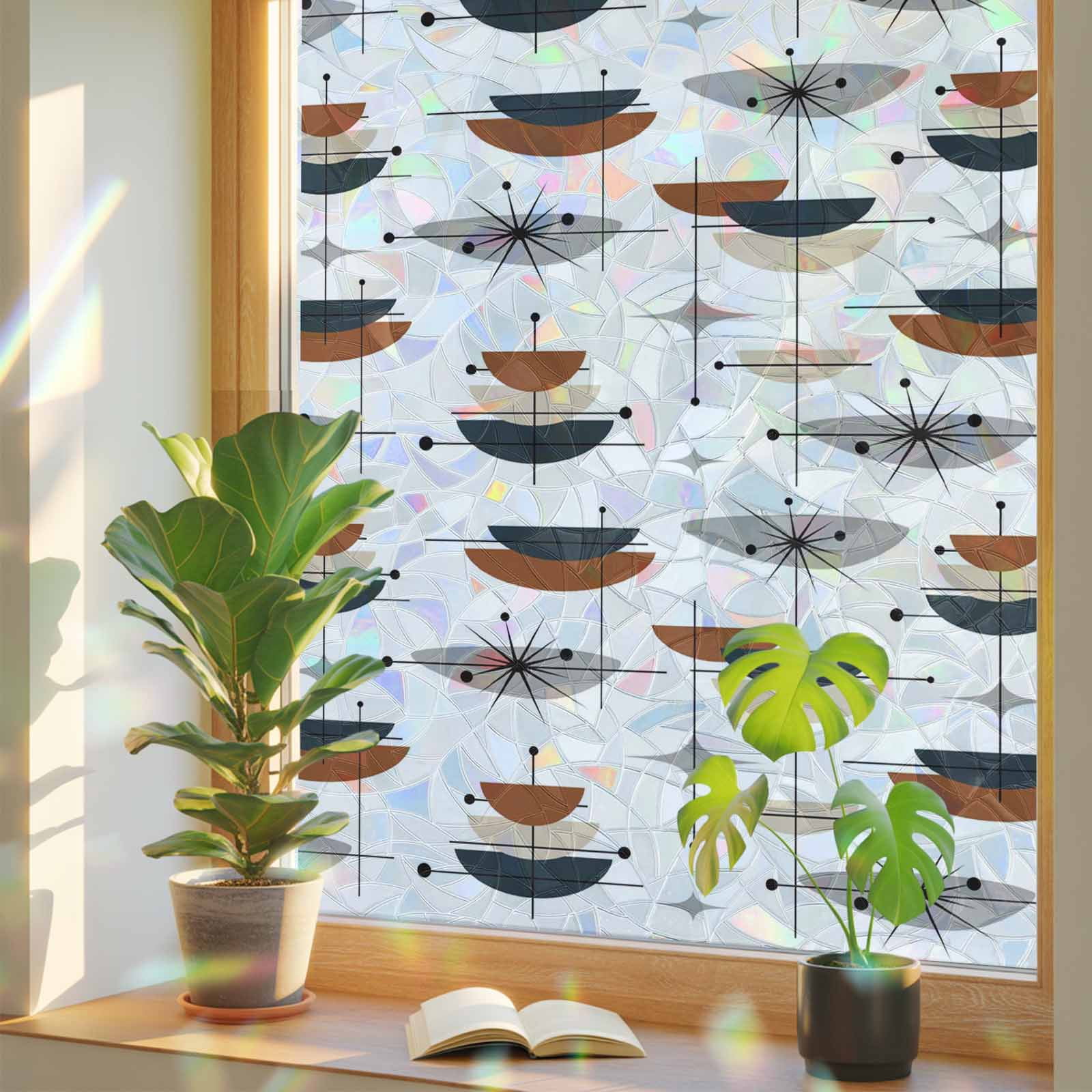 Abstract Bohemian Pattern Window Privacy Film, Rainbow Film Decorative ...