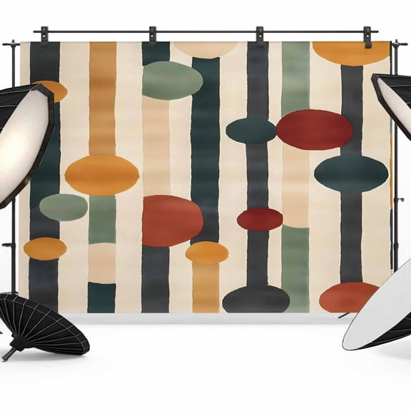 Abstract Boho Backdrop for Photoshoot,Photography Photo Studio Background Wall Backdrop,Vintage Multicolored Geometric Stripes Back Drop Banner Panel for Portraits Wedding Party Live Streaming 10x8Ft