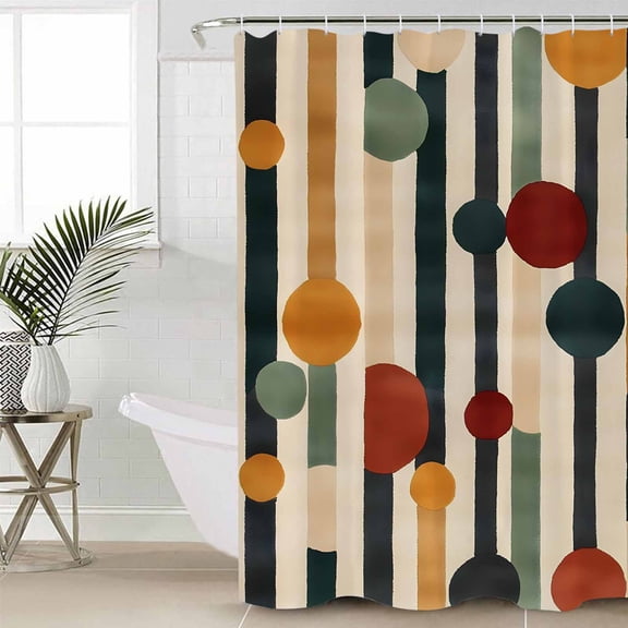 Abstract Boho Bathroom Curtain 72 Inch Shower Stall Curtain with Hooks, Vintage Multicolored Geometric Stripes Waterproof Polyester Bath Curtain Washable Bathtub Curtain 36''x 72''