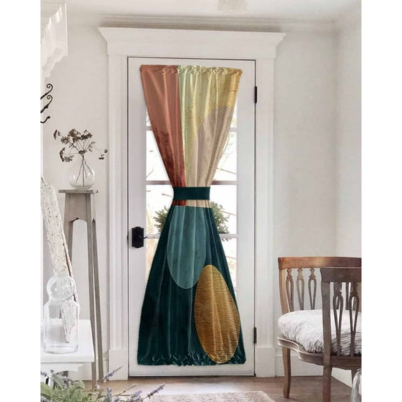 Abstract Boho Blackout Curtains French Door Curtains for Door Window, Modernpatchwork Colorful Circle Privacy Drapery for Patio/Sidelight Doors, 1 Panel with Tieback, 25 x 72 Inches
