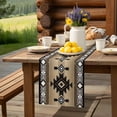 Abstract Boho Brown Geometric Pattern Table Runner 70 Inch Long Retro ...
