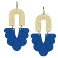 thumbnail image 1 of Abstract Boho Chic Flower & Gold Statement Earrings, Hypoallergenic, Blue, 1 of 1
