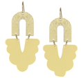 thumbnail image 1 of Abstract Boho Chic Flower & Gold Statement Earrings, Hypoallergenic, Yellow, 1 of 1
