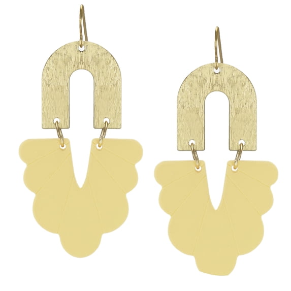 Abstract Boho Chic Flower & Gold Statement Earrings, Hypoallergenic, Yellow