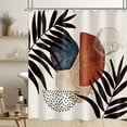 thumbnail image 1 of Abstract Boho Chic Shower Curtain 71Wx71H Inch Mid Century Navy Blue Geometric Shower Curtain for Bathroom Modern Aesthetic Burnt Orange Neutral Plant Minimalist Bathtub Accessories Home Decor, 1 of 6