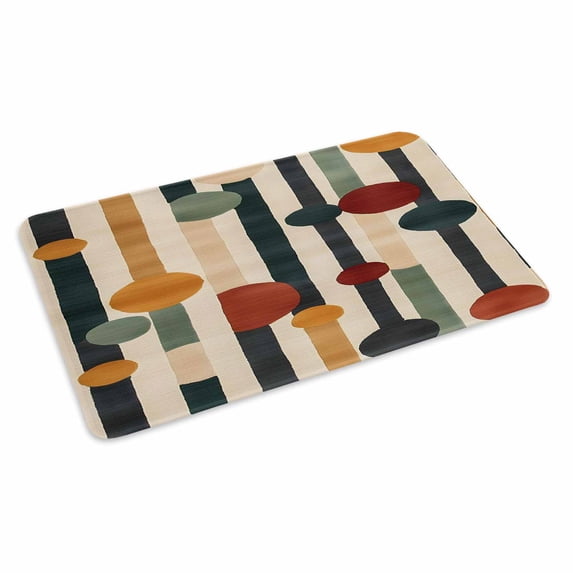 Abstract Boho Doormat Outdoor Entrance 16"x24", Vintage Multicolored Geometric Stripes Absorb Moisture Dirt Door Mats, Non-Slip Rubber Backing Floor Mats Indoor, Low-Profile Front Door Rugs