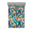 thumbnail image 1 of Abstract Boho Fitted Sheet & Pillow Sham Set, Tropical Feels Leafy Pattern with Geometric Shapes with Dreamy Colors, Decorative Printed 3 Piece Bedding Decor, Queen, Seafoam Multicolor, by Ambesonne, 1 of 2