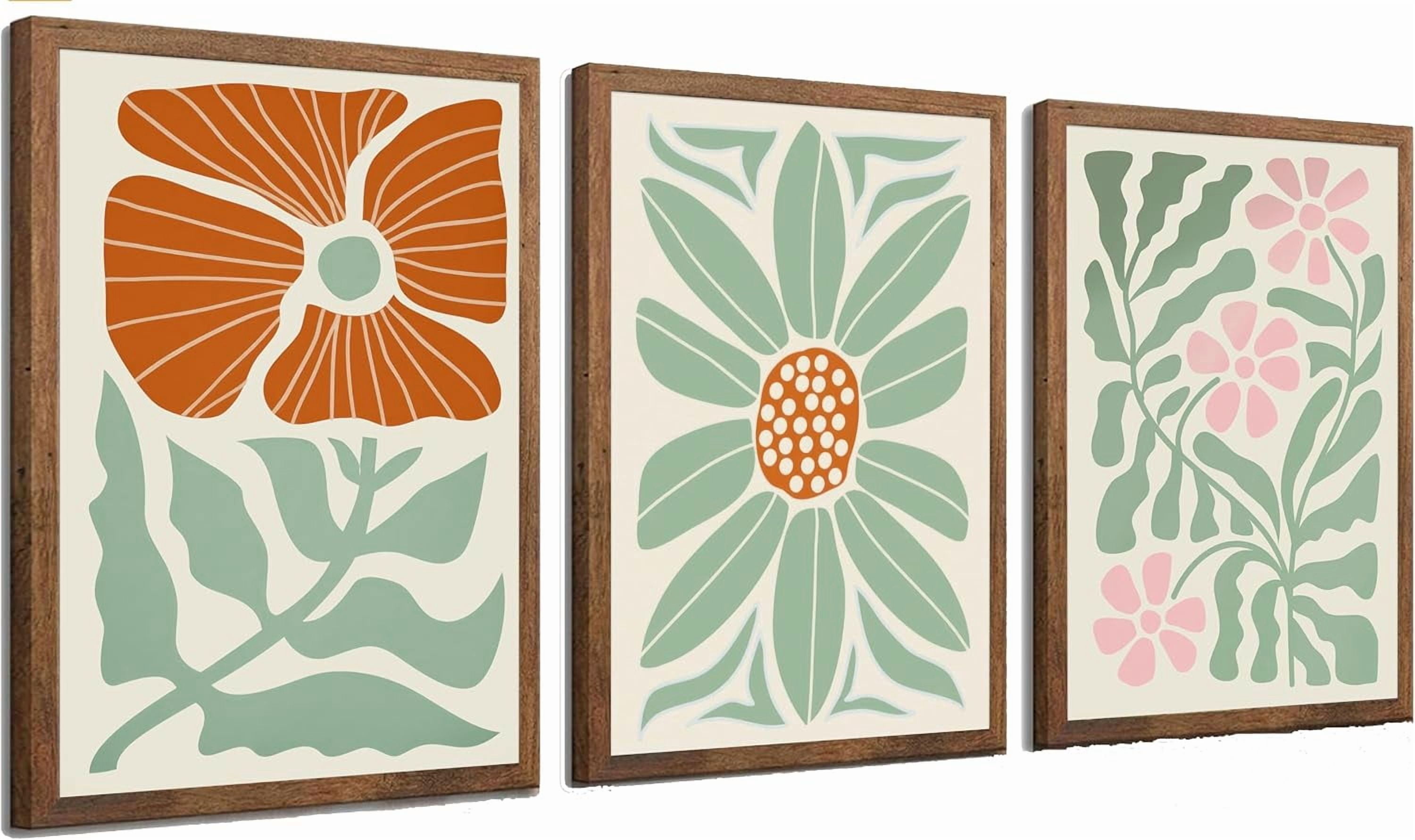 Wall Art 3 Pcs Neutral Abstract Boho Canvas Beige Sage Green Mid ...