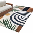 thumbnail image 1 of Abstract Boho Large Area Rugs for Bedroom Living Room, Non Slip Carpet Bedside Rug, Bohemian Palm Leaf Geometric Leaf Circle Rectangular Floor Cover Kitchen Accent Rug 4'x6' for Dining Room/Office, 1 of 9